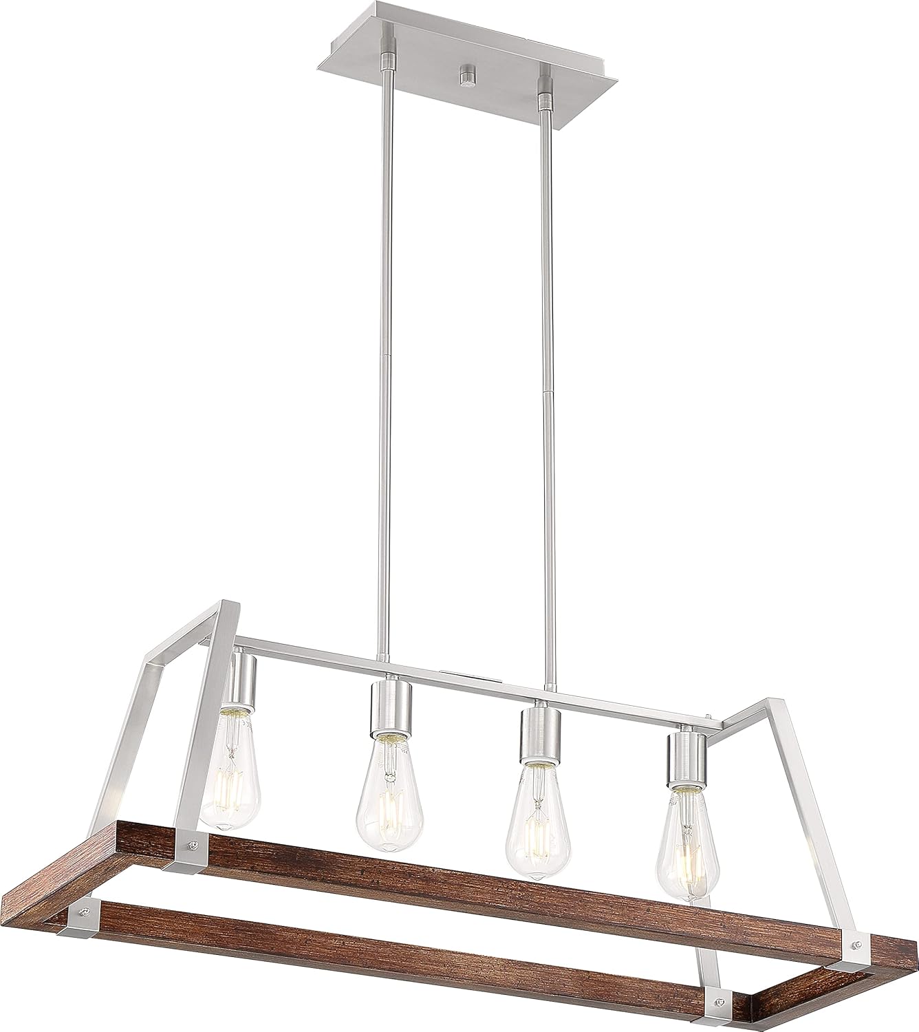 Nuvo 60/6881 Outrigger Wall Sconce Brushed Nickel and Nutmeg Wood Finish, 1 Light