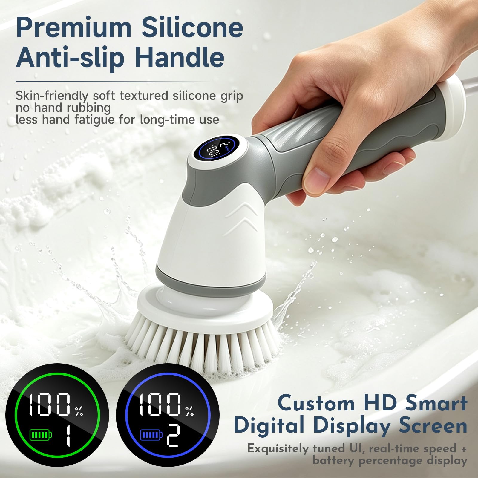 DAESUNG Brosse de nettoyage électrique sans fil pour salle de bain
