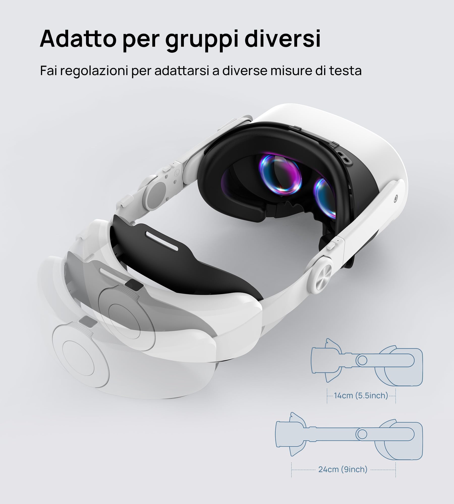 Cinturino Elite con Batteria 10000mAh per Meta Quest 3S/Quest 3/Quest 2, Regolazione Retrattile a Un Solo Pulsante