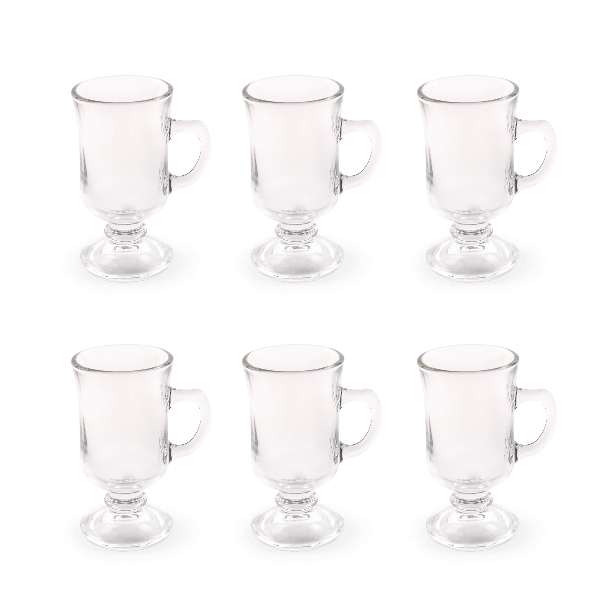 Excelsa Iris Set of 6 Irish Coffee Mugs, Glass, 120 ml Capacity