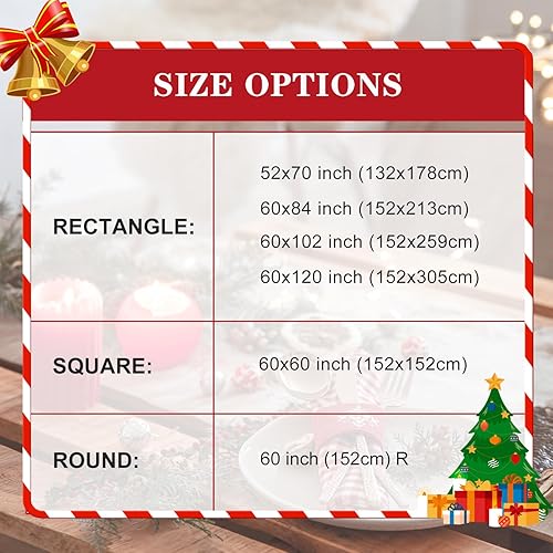 Miniatura 7 de Mantel rectangular de Navidad, impermeable, resistente a las arrugas, lavable, con estampado de árbol de Navidad, mantel de tela decorativa para