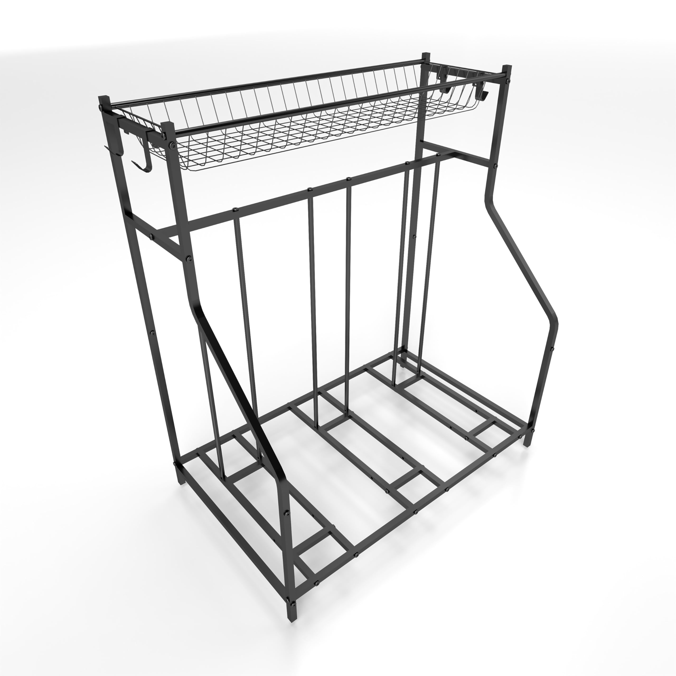 JOIN IRON Bike Rack with Storage Rack, Floor Rack for 3 Bikes, Bike Rack for Road, Mountain, Adult or Kids Bikes, Sports Equipment Storage Rack, Black