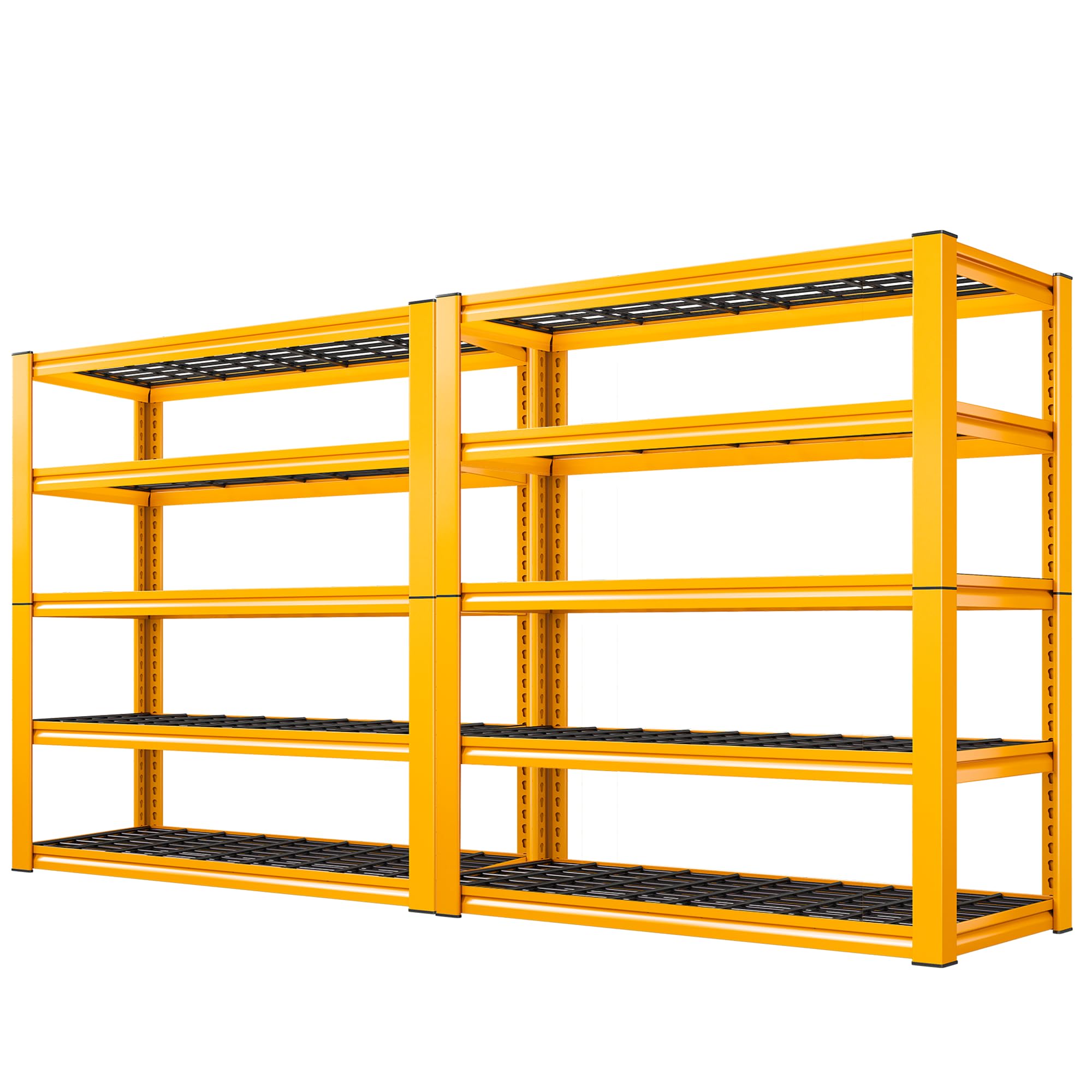 REIBII Garage Shelving Load 3000LBS, 5-Tier Storage Shelves, Adjustable Heavy Duty Metal Shelving Unit for Pantry, Basement, Warehouse, 72" H x 36" W x 16" D, 2PC