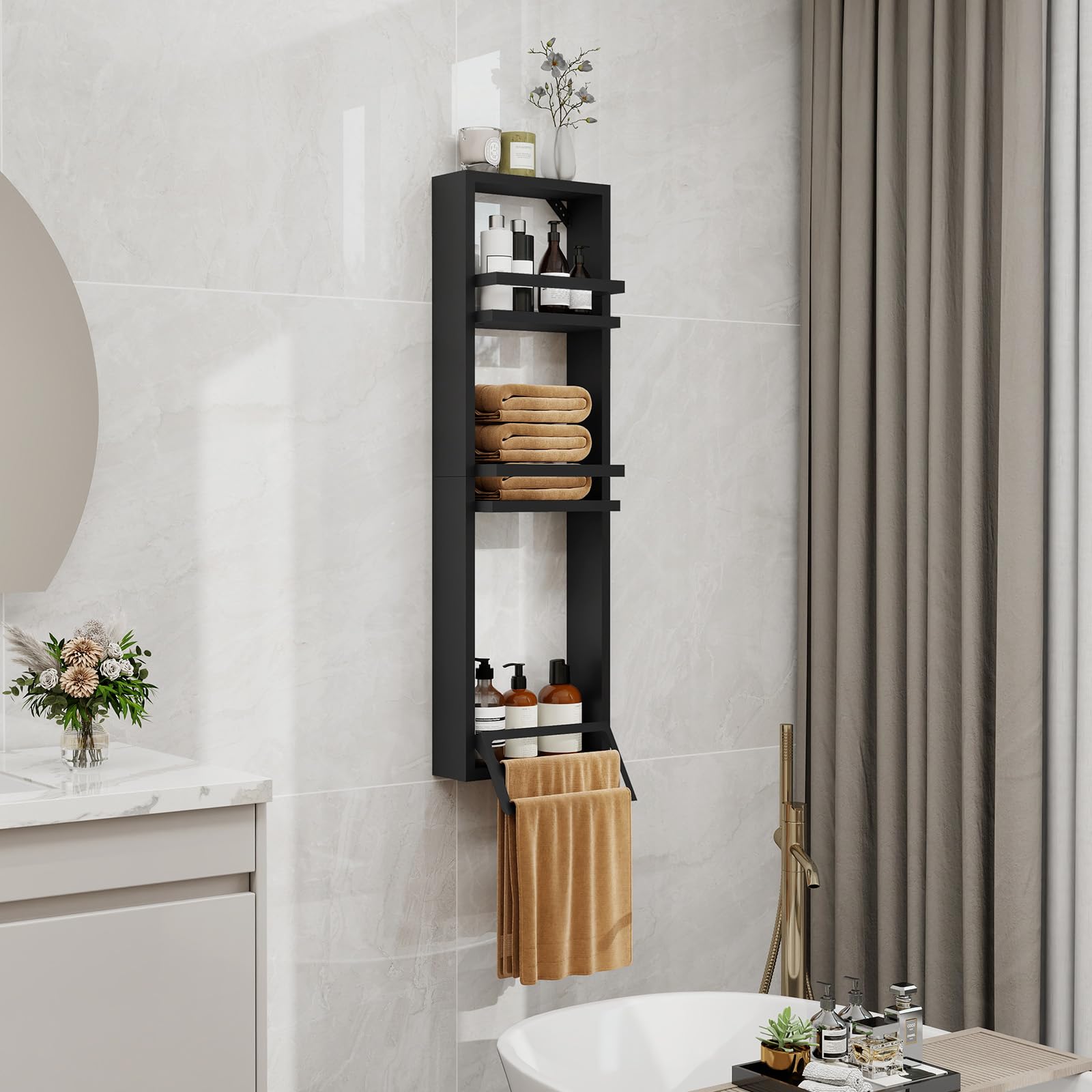 YU YUSING Porta Asciugamani Bagno 3 Ripiani, Mensole per Bagno