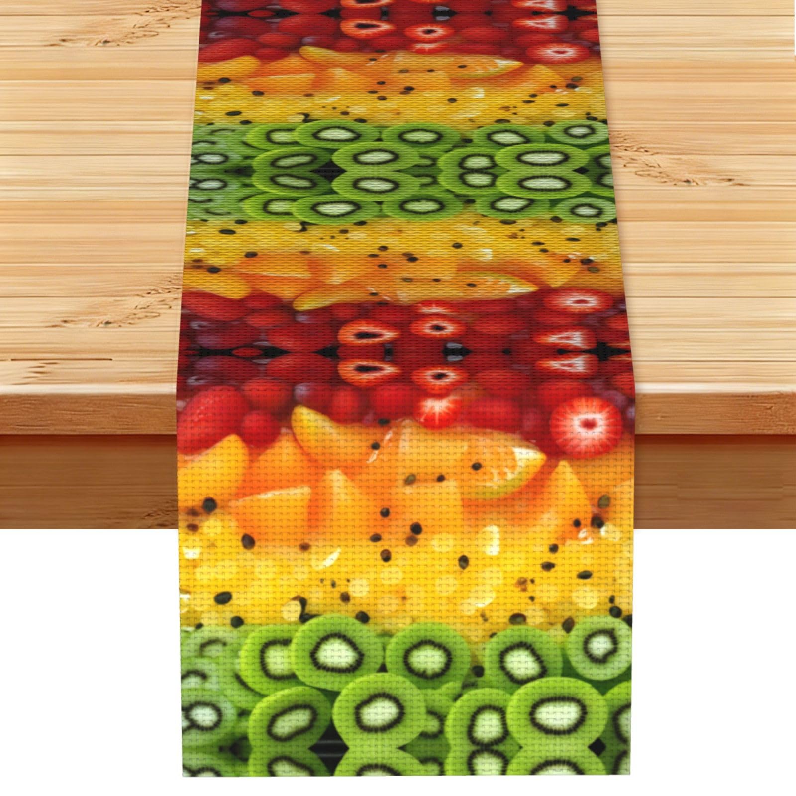 Fresh fruit Linen Look Table Runner 13x72-Wrinkle Resistant Farmhouse Style for Dining Table Decor