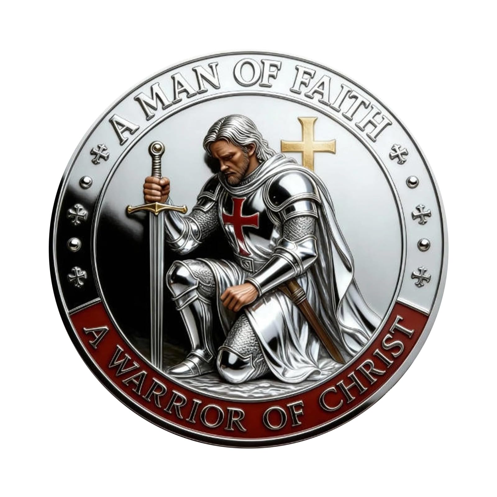 A Man of Faith - A Commemorative Coin of the Warrior of Christ, Double Sided Knights Prayer Tokens, A Christian Challenge Coin Gifts for Collectors, Historians and Enthusiasts