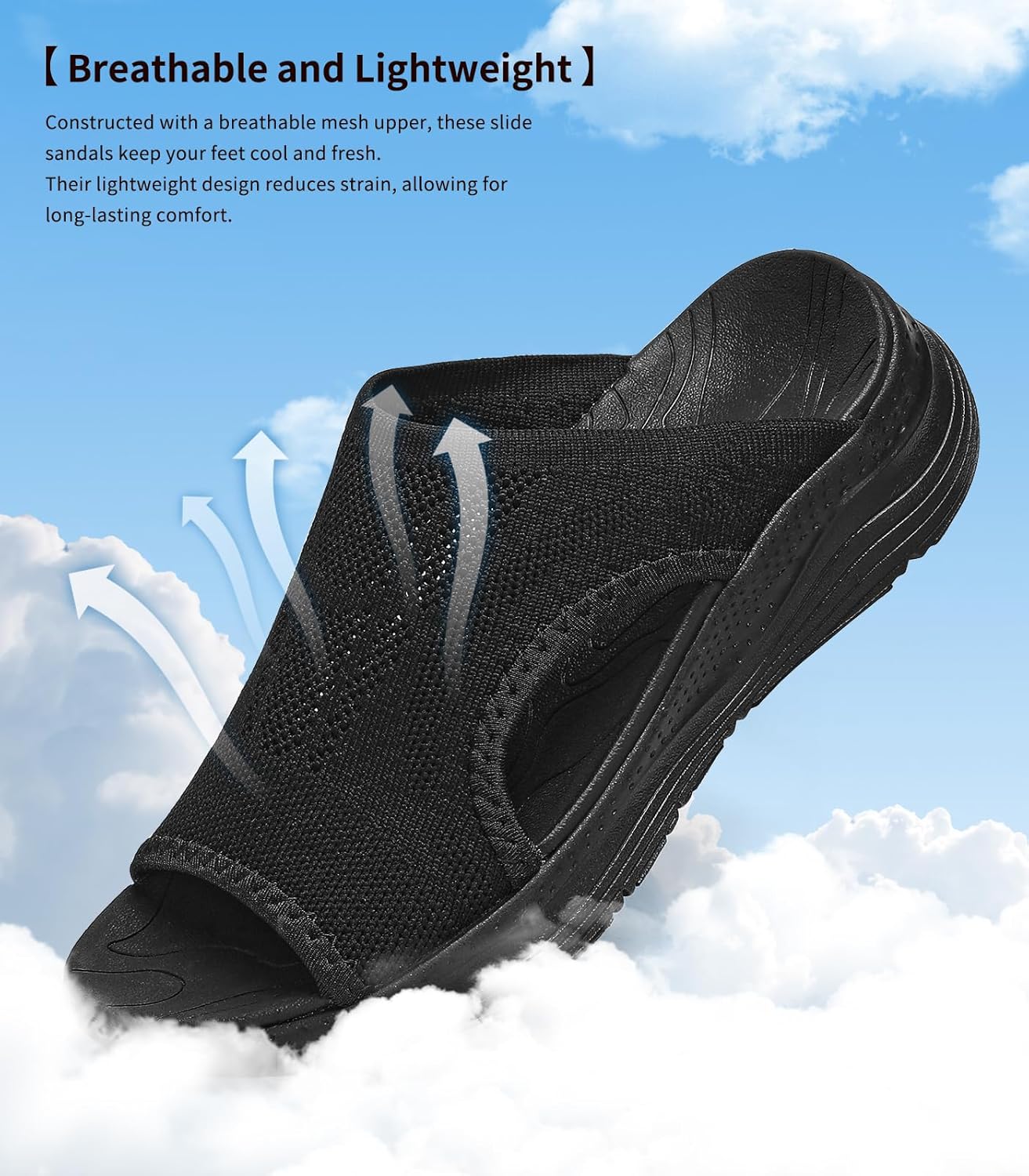 Womens Orthopedic Platform Slides Sandals with Arch Support Ladies Comfortable Walking Open Toe Plantar Fasciitis Slip On for Summer - Image 5