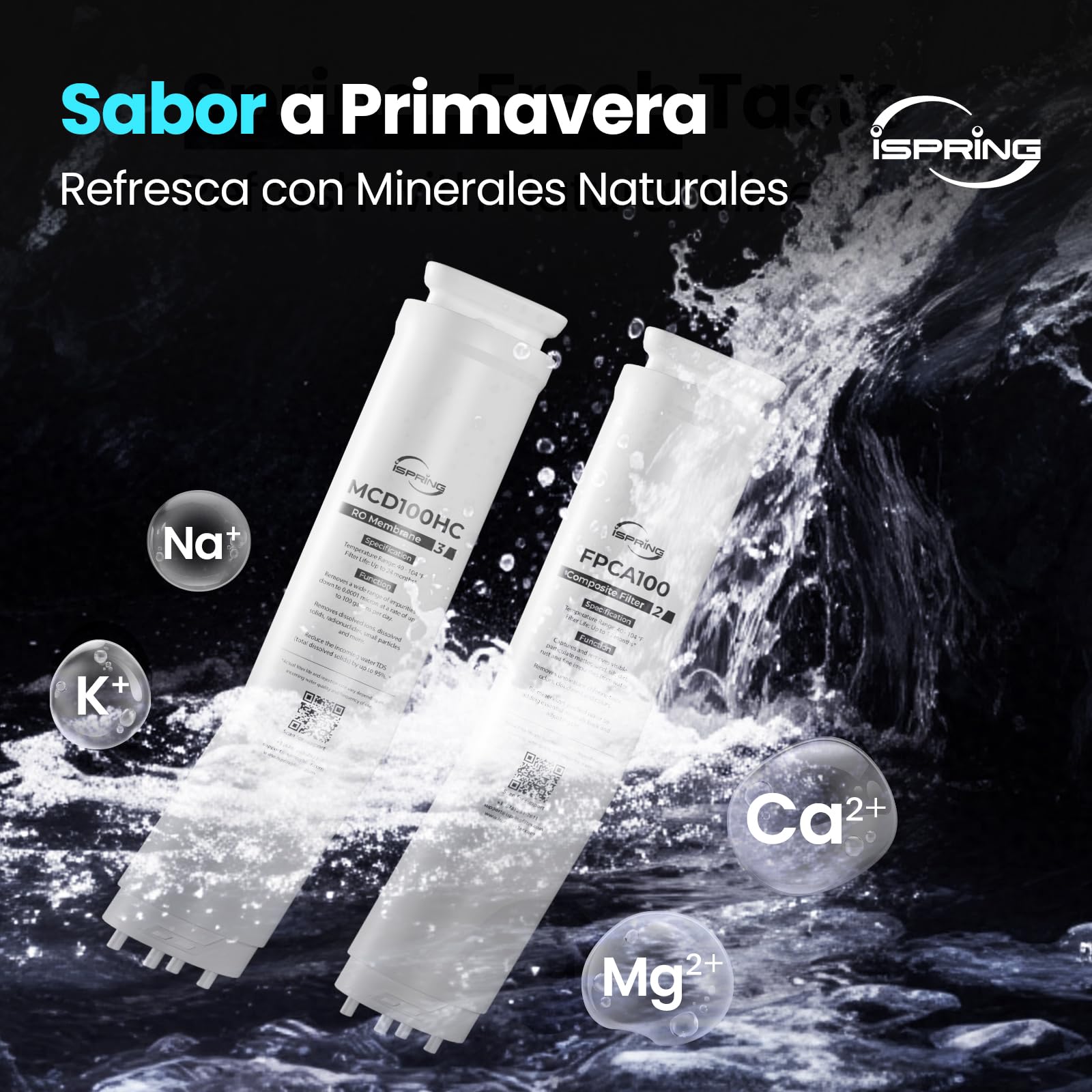 iSpring RCD100HCG-E Ósmosis Inversa con Agua Caliente y Fría, Dispensador de Agua Alcalina, 9 Temperaturas y 6 Volúmenes, Monitor de TDS y Vida del Filtro, Enchufar y Usar