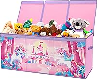 Vista 12 de Cofre de Juguetes Grande Organizador con Tapa Abatible para Niños, Caja de Almacenamiento de Juguetes Oxford Plegable con Asas para Niños y Niñas