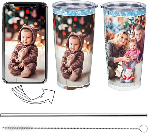 Miniatura 8 de Taza de café personalizada con tapa y pajilla, de acero inoxidable caliente y frío, con aislamiento al vacío, regalo de fotos de viaje (embudo-6