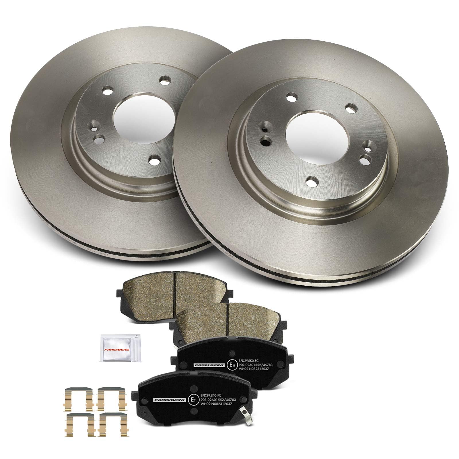 Frankberg Juego de frenos incluye 2 discos de freno + 4 pastillas de freno delanteras, compatible con Tucson TL TLE Kona OS OSE OSI Sportage QL QLE Optima JF Replace# 51712J9100