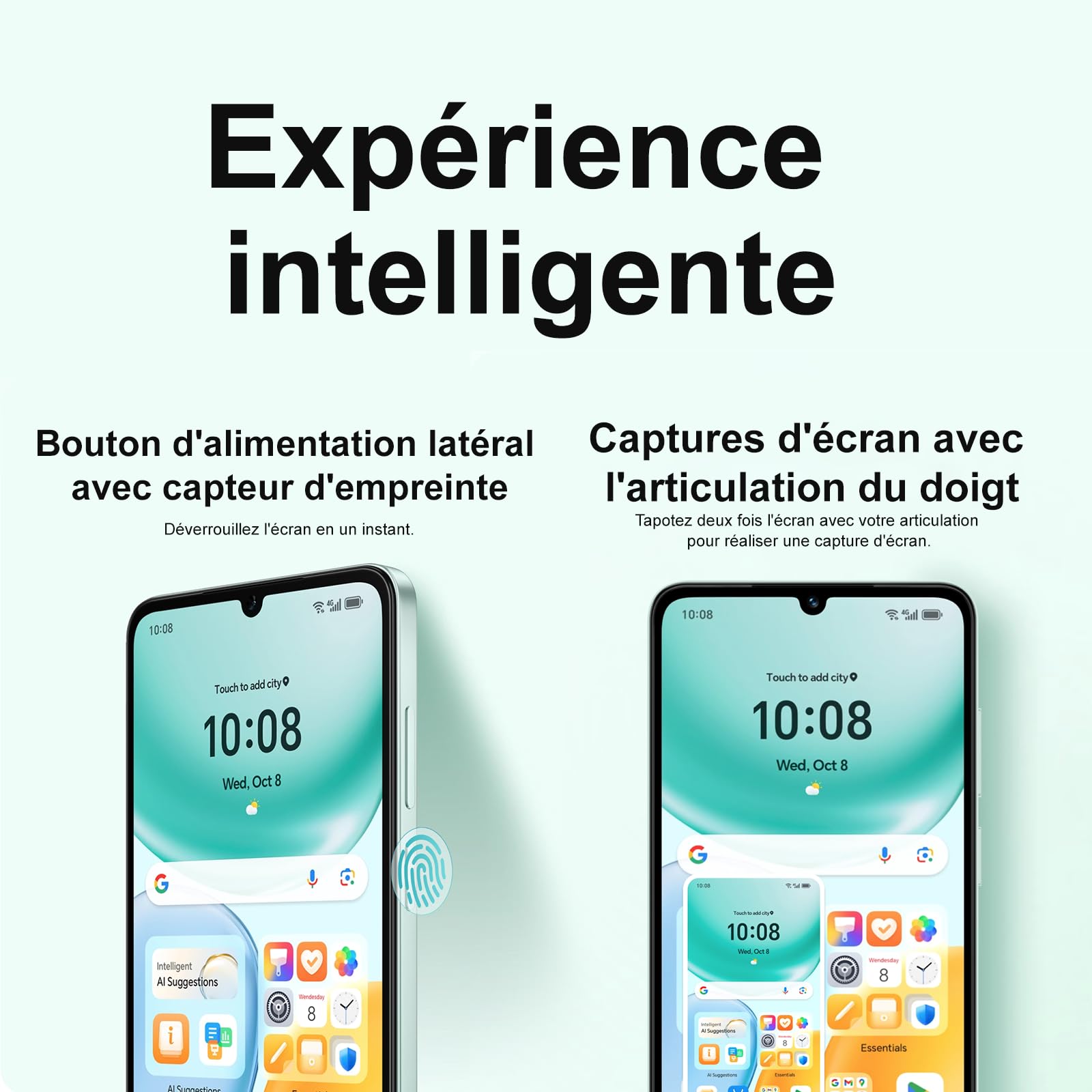 HONOR X5c Plus Smartphone, Écran Lumineux 6,74 Pouces 90Hz, Batterie 5130 mAh Longue Durée, 256GB Stockage, Double Appareil Photo 50 MP, Processeur 8 Cœurs (Ocean Cyan, 256, GB, Go, 4)