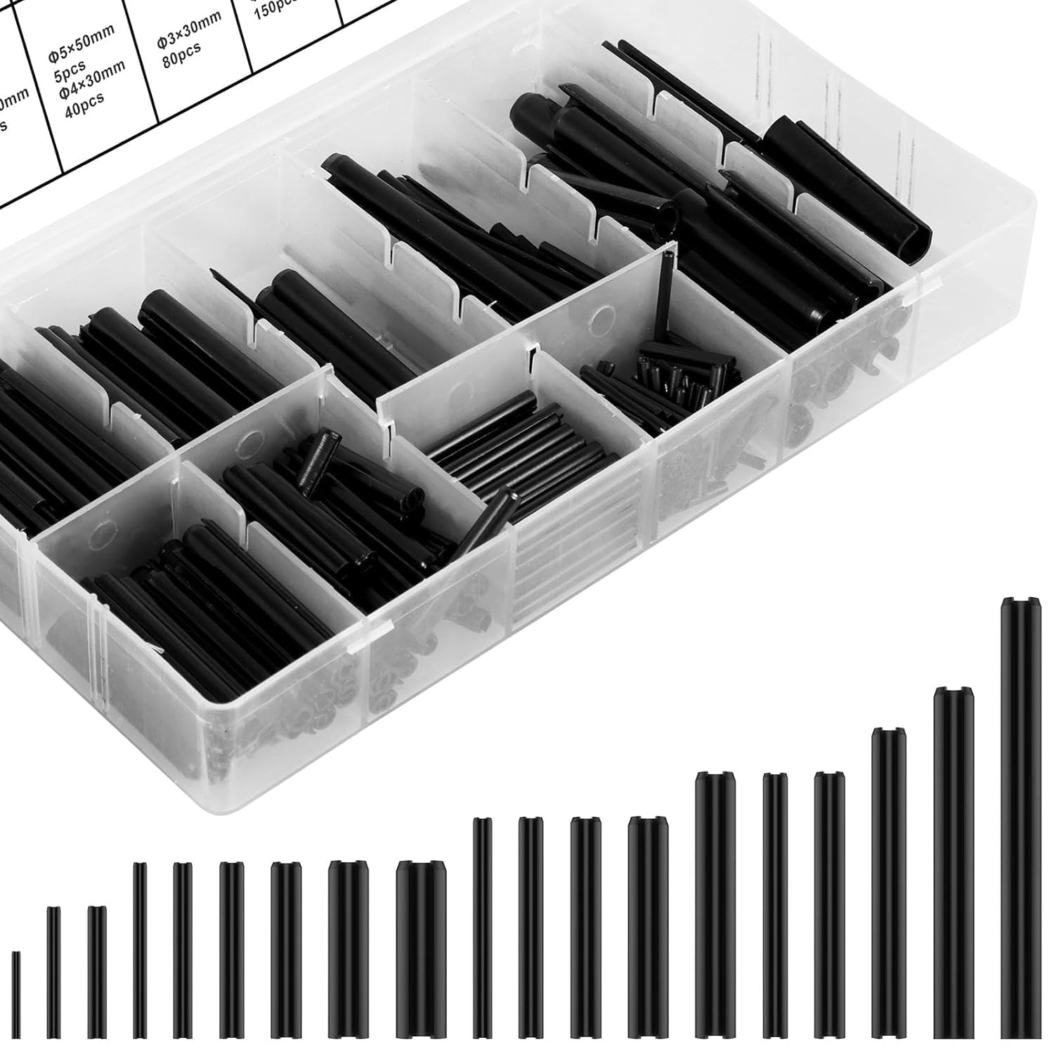 NIHUIFDPY 450Pcs Roll Pin Assortment Kit, Premium Stainless Steel Slotted Spring Pins, M2-M10 Split Expansion Dowel Fasteners with Storage Case for Automotive, Machine Repair & DIY Mechanics-image-32