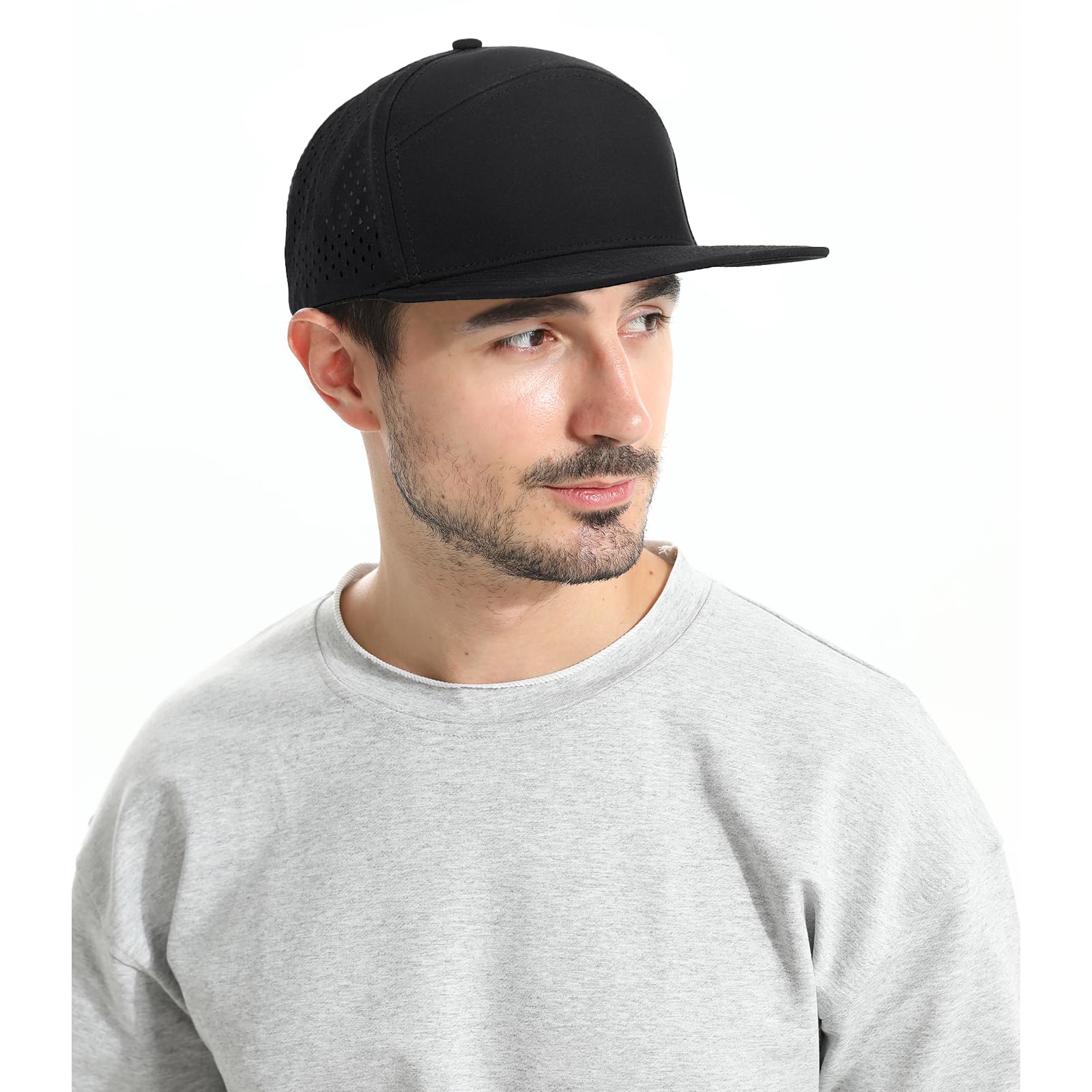 Casquette de baseball à séchage rapide à bord plat Snapback Chapeau de protection contre le soleil et la pluie Chapeau de golf pour homme et femme