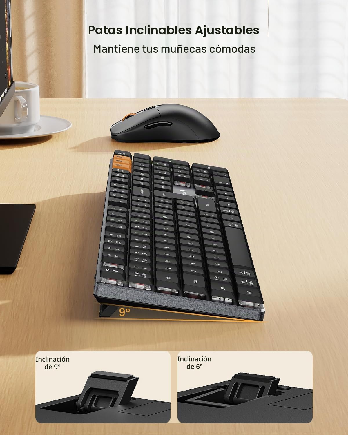 ProtoArc KM310 Dual Mode 2.4G + Kit de teclado mecánico y mouse Bluetooth, color negro