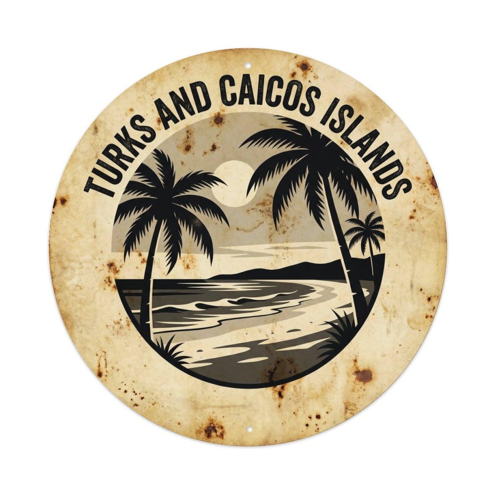 Tropical Coast Turks And Caicos Islands Cockburn Metal Tin Sign