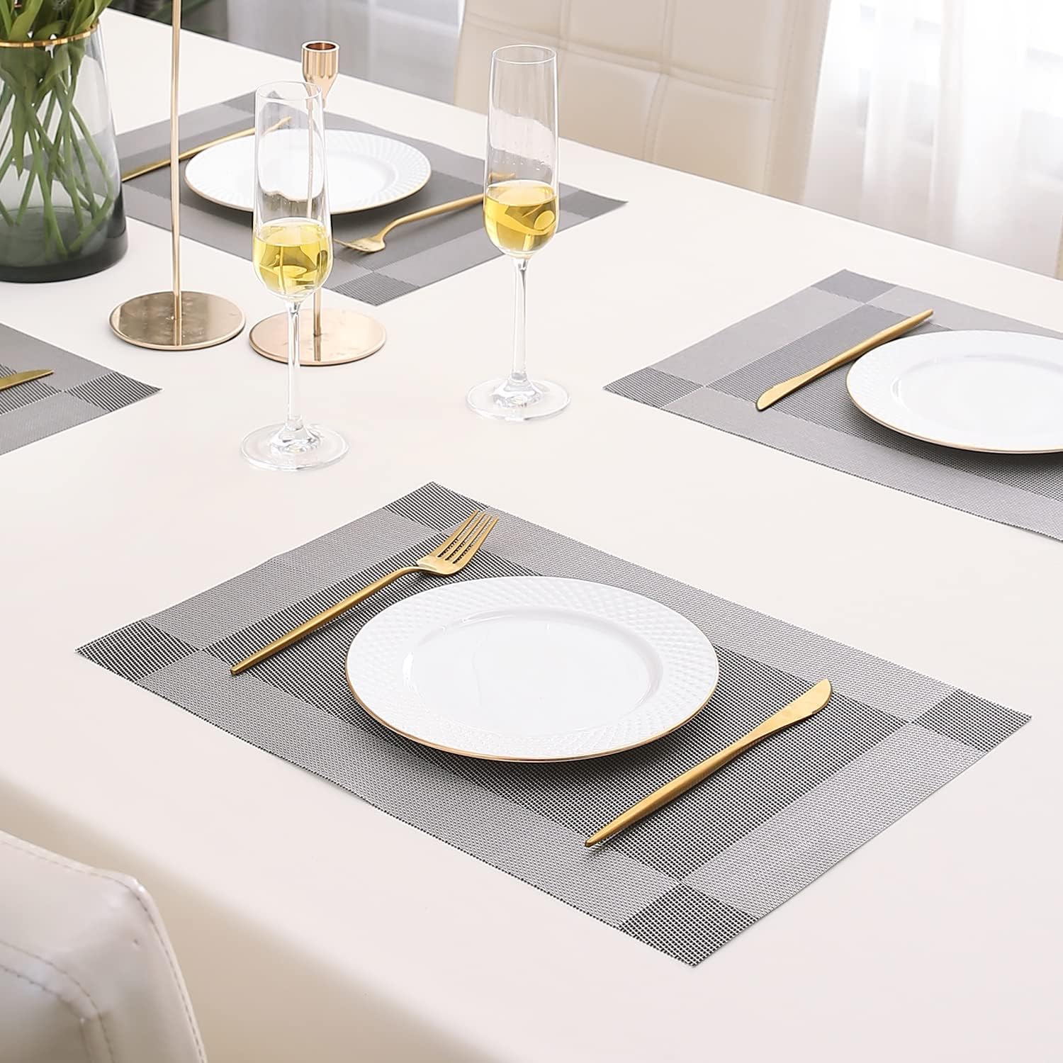 PVC Placemats Set of 4 - 45x30 cm (AR2753),Grey