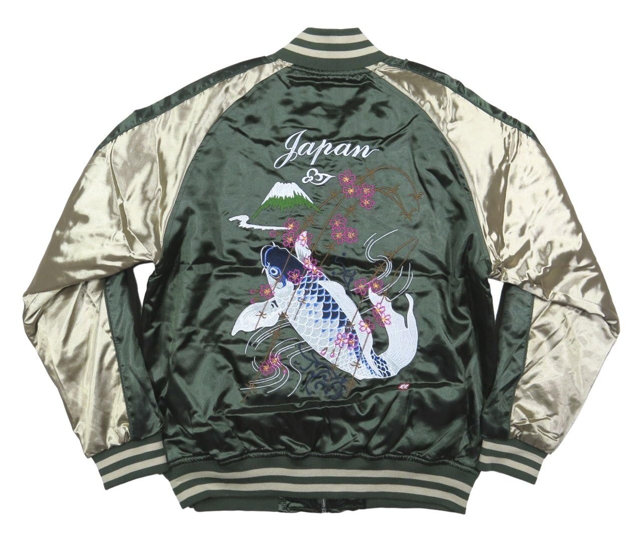 Amazon | [イッシンニョキョウ] 鯉桜 総刺繍 サテン地 中綿入り