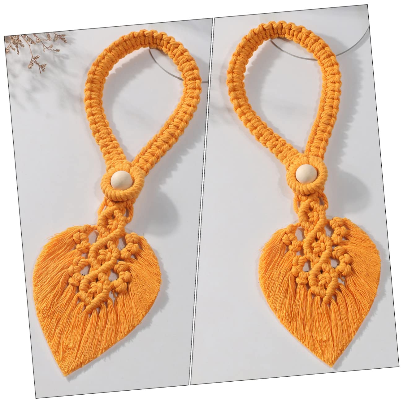 Alipis 8 Ensembles Corde À Rideau Tentures Attaches Crochets Tringle À Rideau Dorée Embrasses De Rideaux Or Décorations Ancien Pli Pôle Embrasses De Rideau d'or Bois Orange 2 Pièces * 8