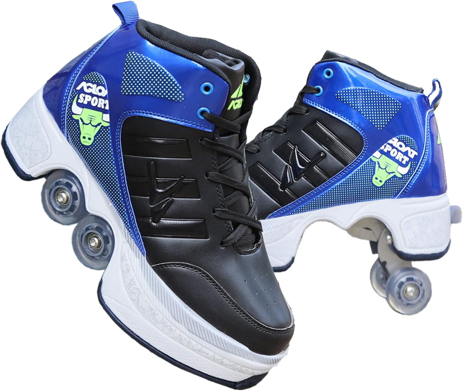 Roller Skates/2 in 1Multifunctional Roller Skates Shoese/Deformation Invisible Roller Skate Automatic Walking Shoes.Suitable for Outdoor Sports Roller Skates for Boys, Girls and Adults