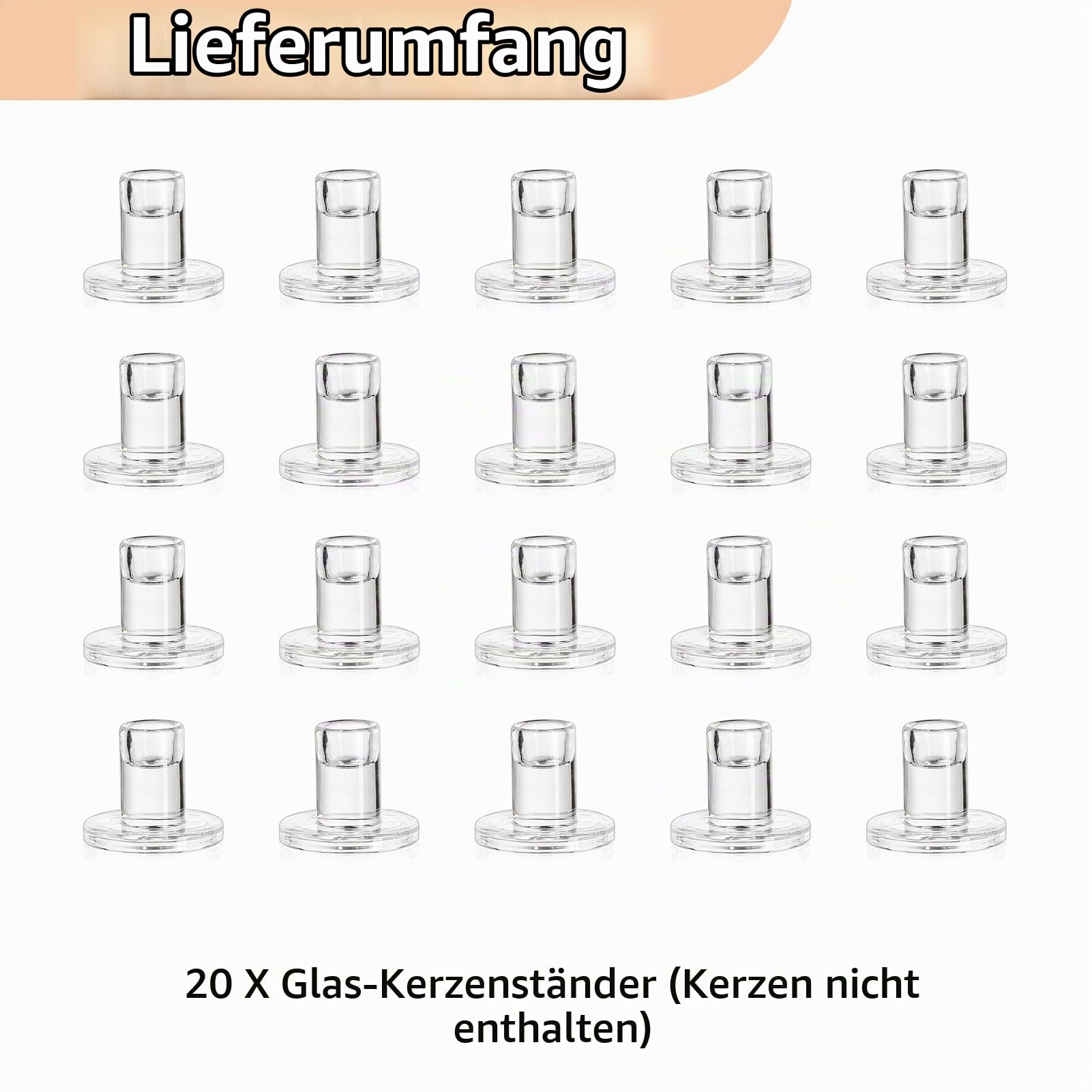NUPTIO Kerzenhalter Glas Kerzenständer Stabkerzen: 20er Stabkerzenhalter