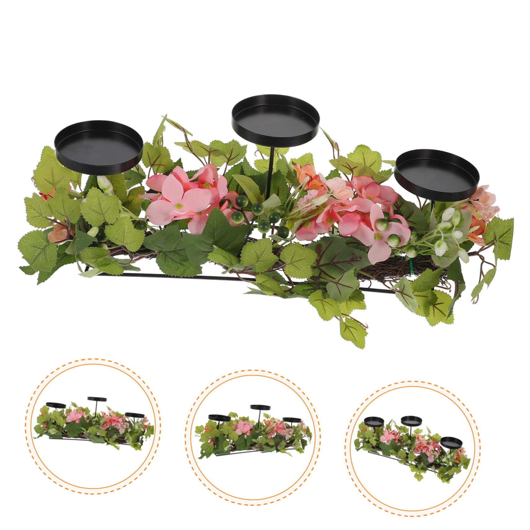 Candelabro de Hortensias Artificiales para Mesa, Adorno Navideño
