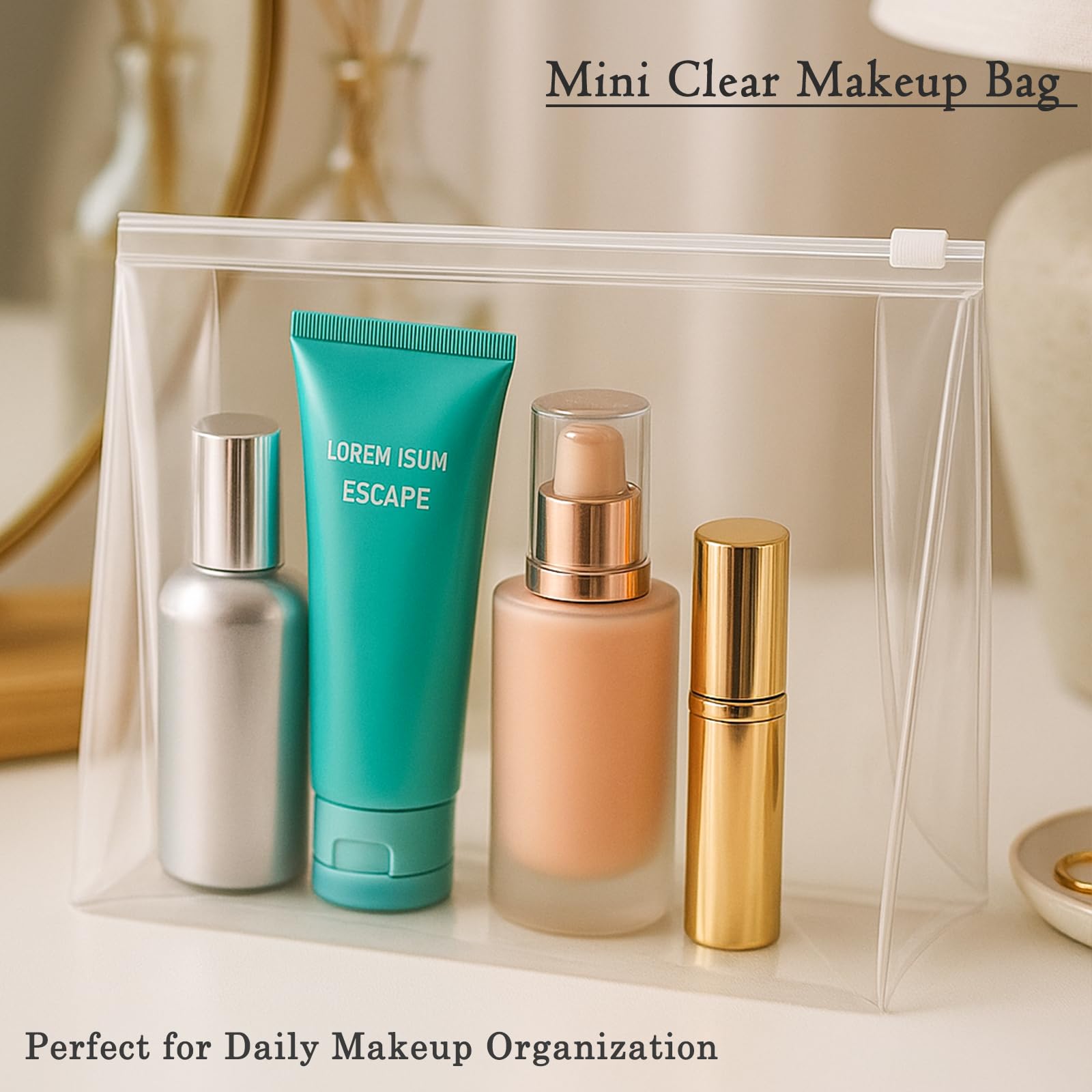 Circloophs Bolsa de maquillaje transparente, paquete de 80 bolsas de cosméticos grandes con cremallera, bolsas de viaje aprobadas por la TSA, bolsas de viaje a granel para artículos de tocador