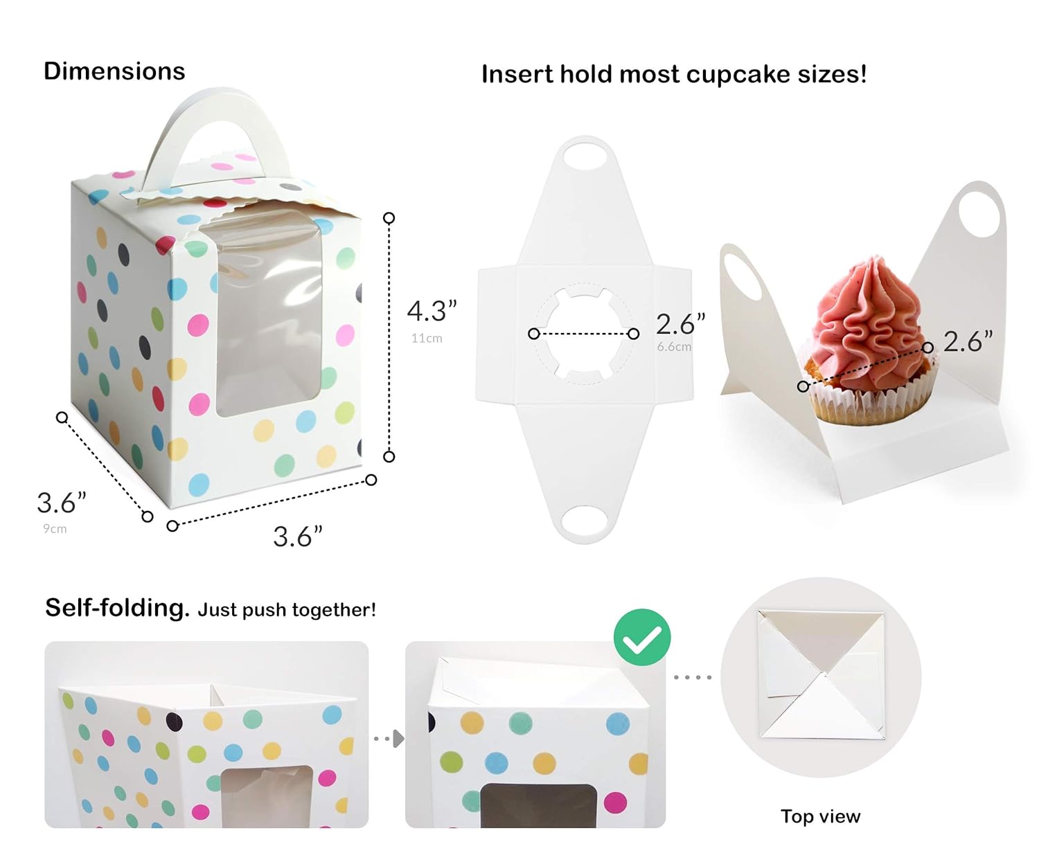 Super Deal Product AIKO 60PC AUTO-FOLDING Cupcake boxes with insert and handles | 3.7 x 3.7 4.3 Cupcake box for all occasions | cupcake holders with personalization | Disposable cupcake containers | cupcake container for bakery | single cupcake container | individual cupcake containers Exclusive Special AIKO 60PC AUTO-FOLDING Cupcake boxes with insert and handles | 3.7 x 3.7 4.3 Cupcake box for all occasions | cupcake holders with personalization | Disposable cupcake containers | cupcake container for bakery | single cupcake container | individual cupcake containers