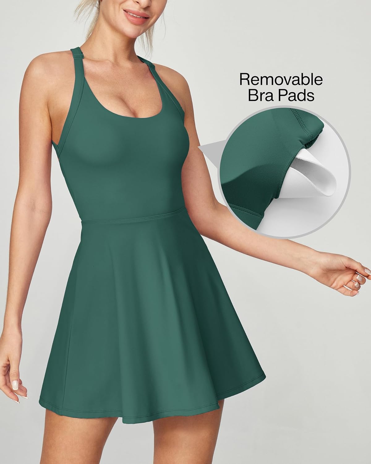 Heathyoga Tennis Dress with Built in Shorts and Bra Athletic Dress for Women Summer Cut Out Twisted Golf Workout Dress - Image 4