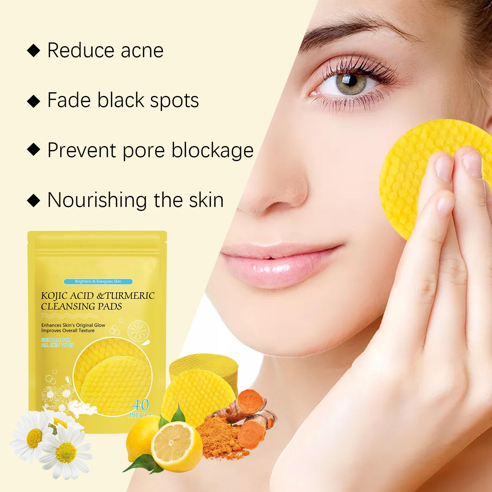 Turmeric & Kojic Acid Cleansing Pads – Aufhellende Gesichtspads Gegen Dunkle Flecken