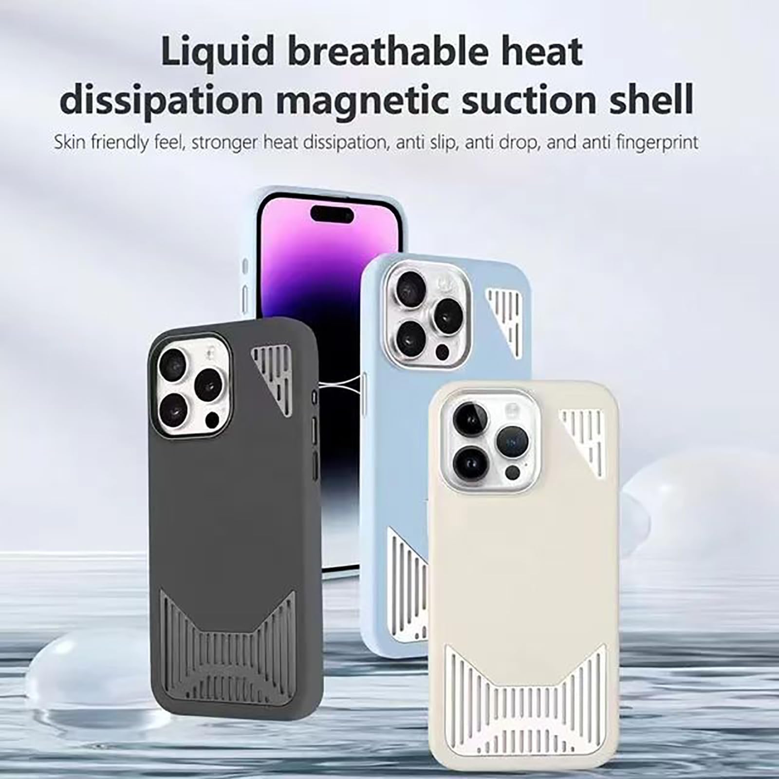 Custodia Magnetica Per IPhone 16/16 Pro/16 Plus/16 Pro Max, Custodia Per Telefono in Silicone Liquido Con Dissipazione Del Calore E Cornice in Metallo, Copertura Protettiva Per Lenti ,16,Blue1