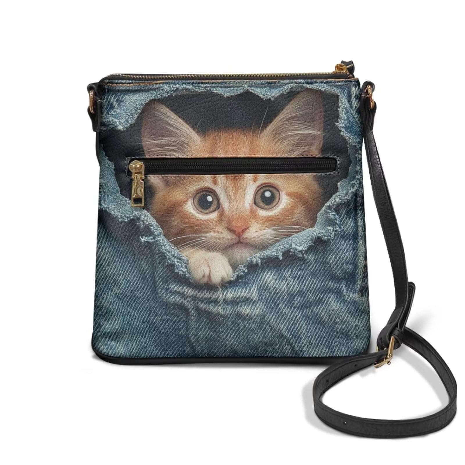 Dolyues Grand sac à bandoulière en cuir pour femme avec longue sangle réglable pour sac à main à fermeture éclair