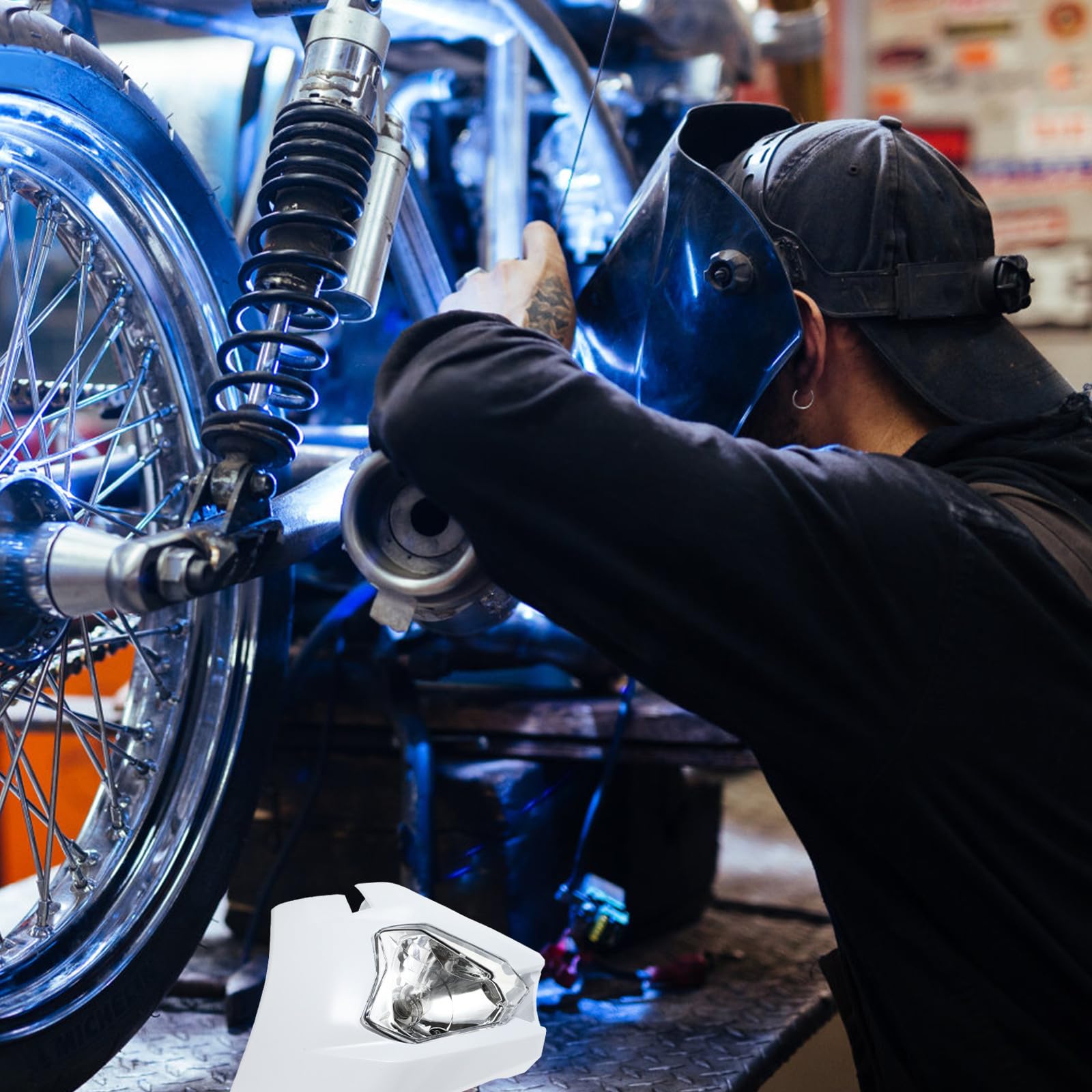 Faro LED per Moto Exc Sx Sxf Smr, Luce Anteriore Motocross Bianca Resistente All’acqua Chip LED Stabile per Guida Notturna e Maltempo
