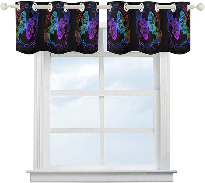 Curtain Set of 2, Lightweight Constellation Zodiac Sign Pisces Symmetrical Window Drapes for Home Decor, Wrinkle-Free Window Curtains with Grommets
