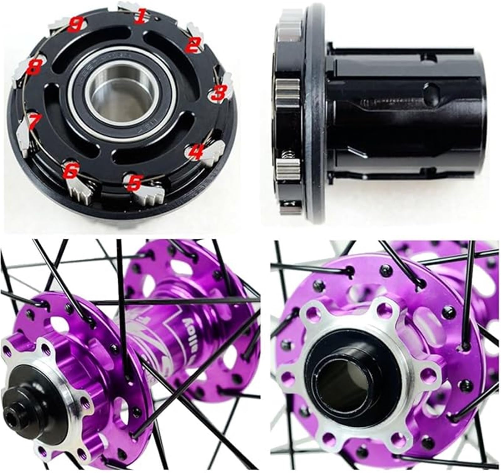 Zestaw kół do roweru górskiego, liliowy, 26 27,5", 29 cali, bardzo wytrzymały stop aluminium, 360 dźwięków, hamulec tarczowy do AM/DH MTB kompatybilna z kasetą 7-12 biegów