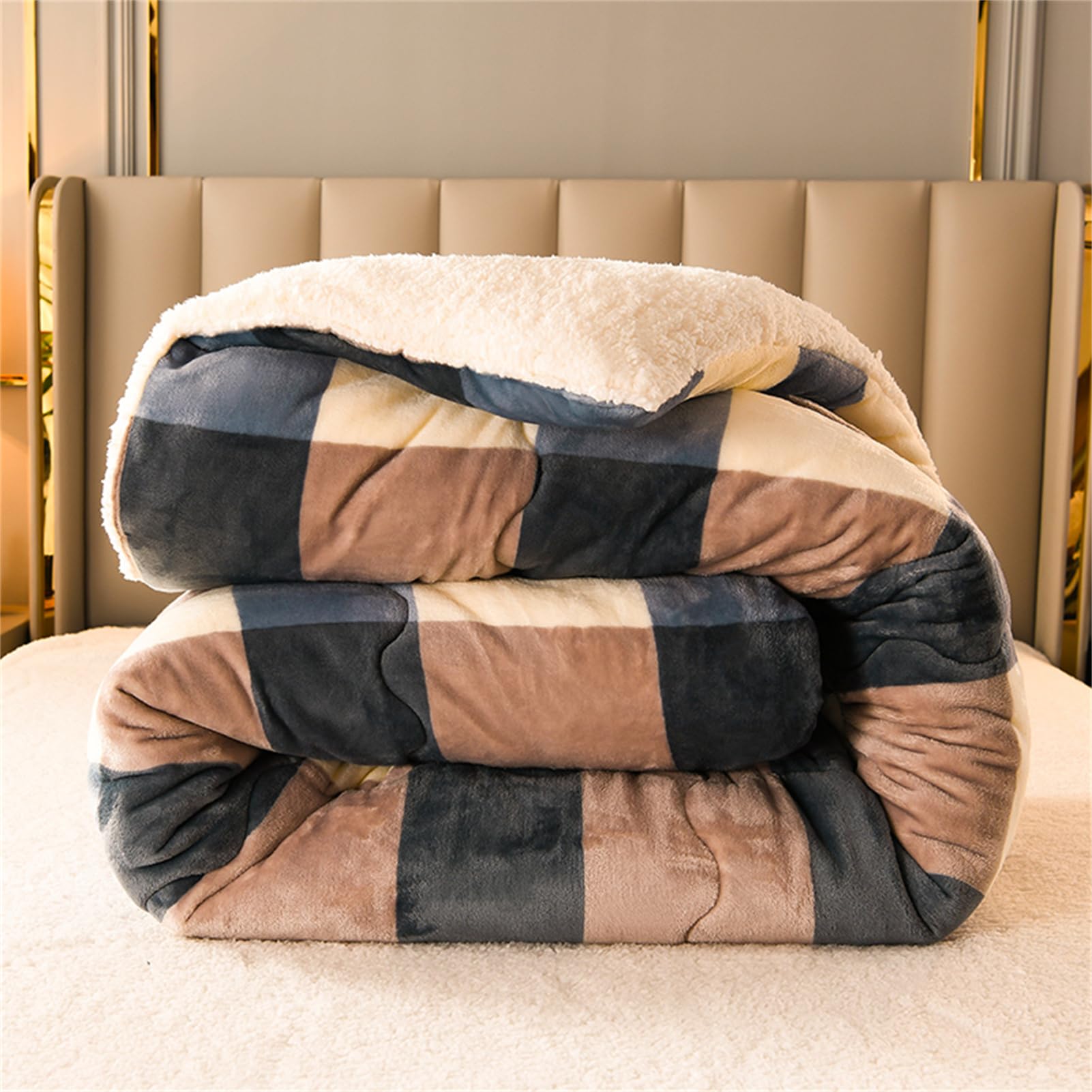 Bettdecke Winter, Dicke Sherpa Fleece Decke, Warme Kuscheldecke Ohne Bezug, Flauschige Doppelseitige Winterdecke, Weiche Atmungsaktive Bettdecke Für Kalte Nächte (C,150x200cm 3kg)