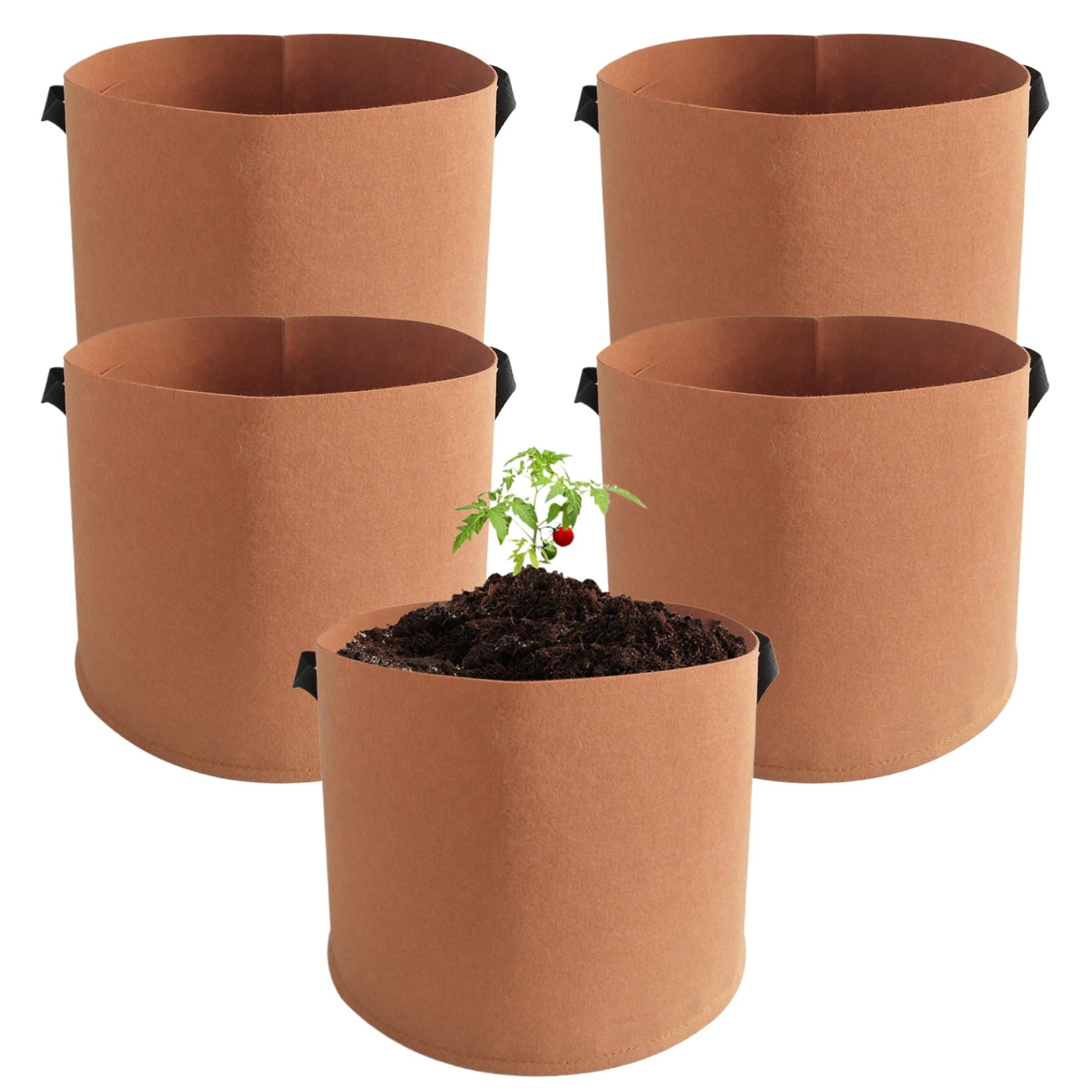 Bolsas de cultivo de 15 galones en pack de 5 unidades macetas de tela no tejida para huerto urbano
