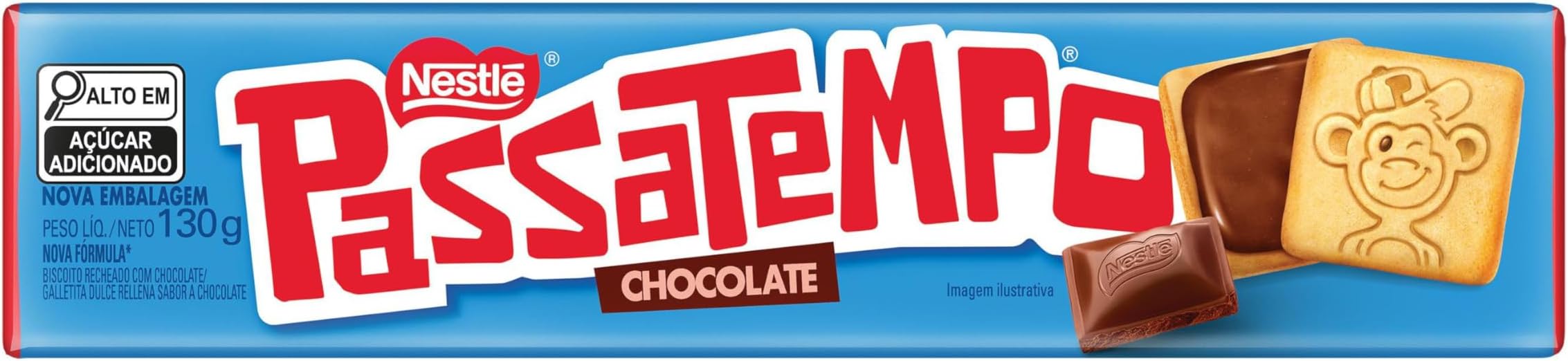 Nestlé - Passatempo - Sandwich Cookies Chocolate - 4.59 Oz (PACK OF 03) | Variety Pack