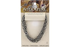 Solid Oak Antique Silver Steampunk Chain