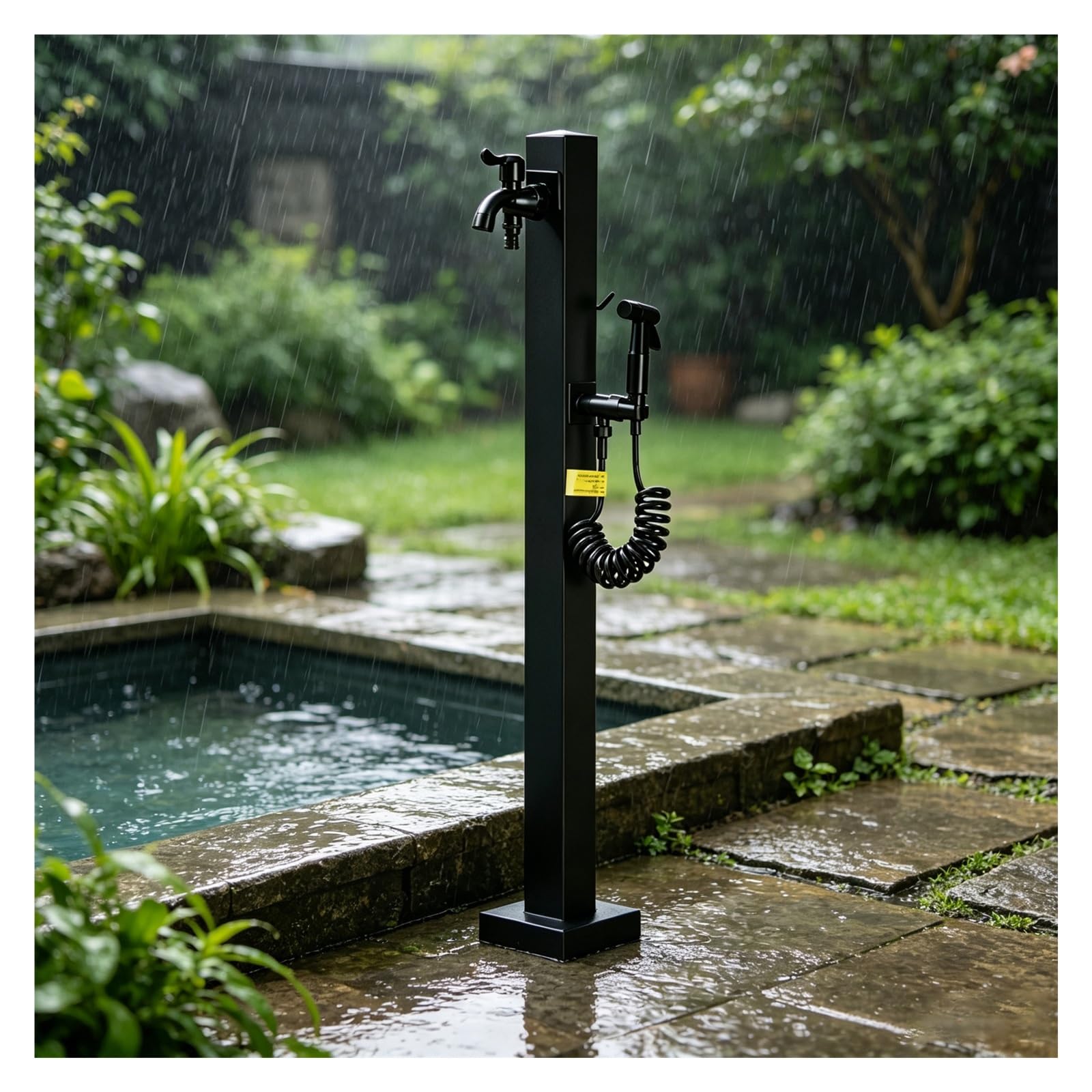 Vyrata W6cm/2.4" Vertical Irrigation Water Column, 60 Cm, 95 Cm H Floor Hydrant With Double Spout Faucet, For Exterior Patio And Lawn(37.4"/95Cm)