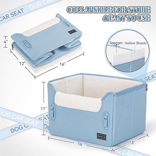 Vista 26 de PETSFIT - Asiento de automóvil para perros pequeños, portátil, con hebillas seguras patentadas, correa de clip, adecuado para mascotas pequeñas