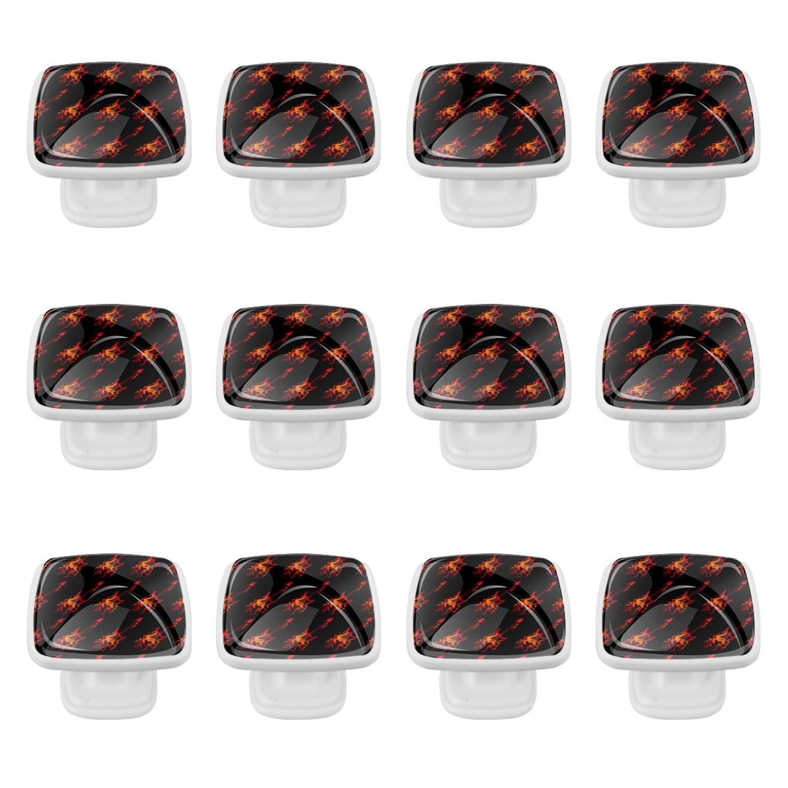 Cassetto quadrato moderno con viti (12 PCS) chitarre brucianti volanti