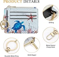 Vista 30 de Sodsay Estuche para tarjetas, cartera delgada con bolsillo frontal, para mujer, sujetatarjetas con llavero negro