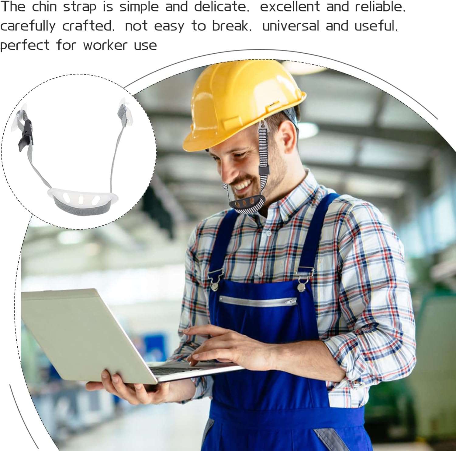 Adjustable Helmet Chin Strap for Hard Hat, Universal Y-Type Chin Strap with Protective Buckle, White, 15.55 Inch