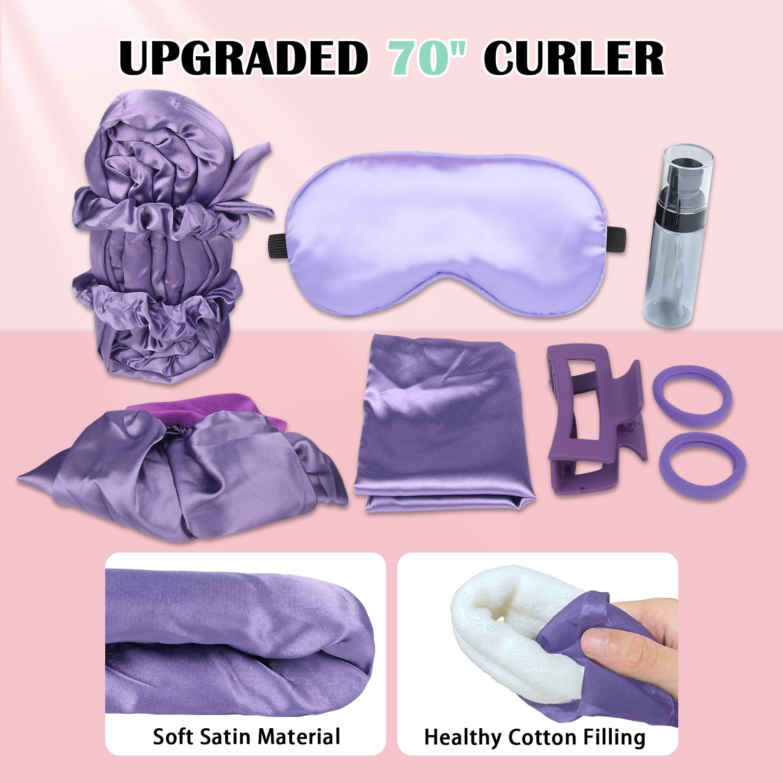 Baolivi 10 PCS Satin Heatless Curls Hair Curlers No Heat, 70" Heatless Hair Curler Overnight Curls - Image 3
