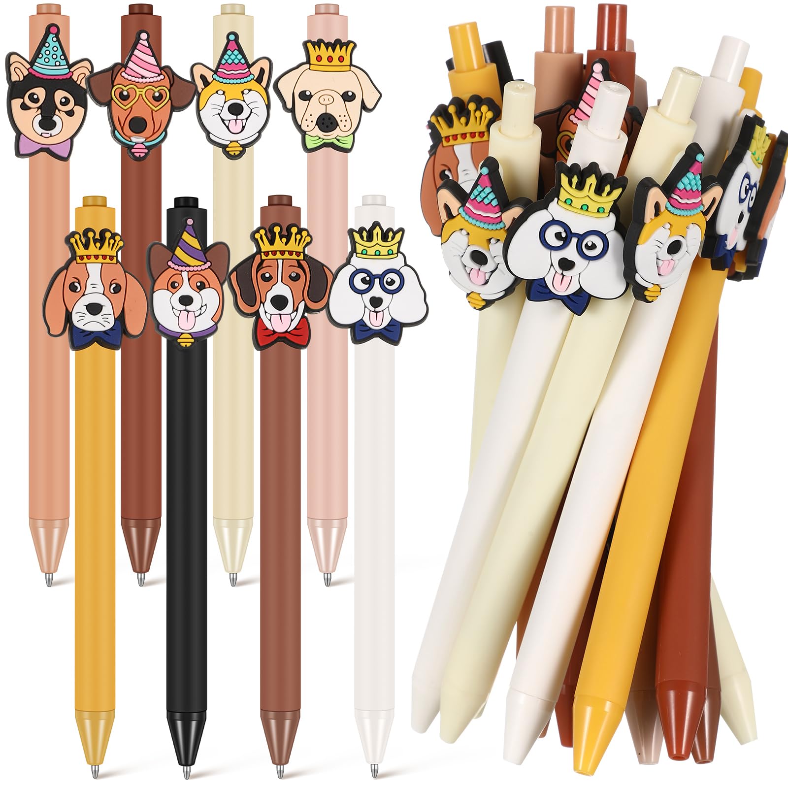 Engrowtic 24 Pcs Christmas Cute Pens Cartoon Funny Pen Writing Kawaii Ballpoint Retractable Black Ink Birthday Party Gifts for Office Supplies (Dog)