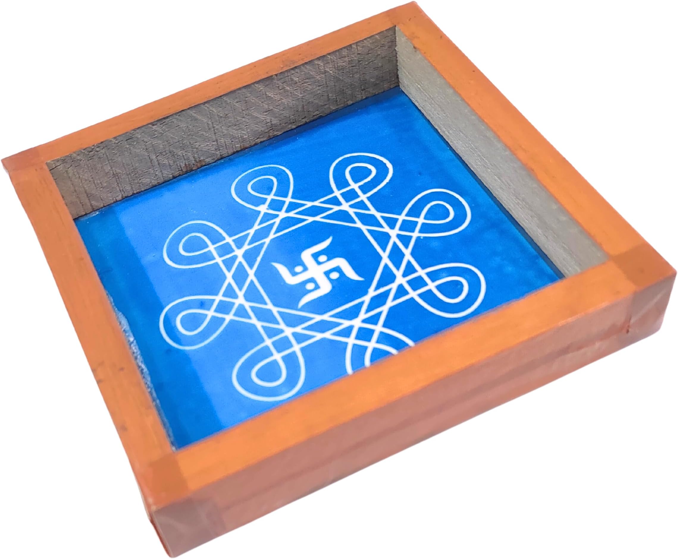 Anciently Swastik Rangoli Stencil Wooden, Rangoli Sacha Wooden, 1 Piece (5x5 Inches)