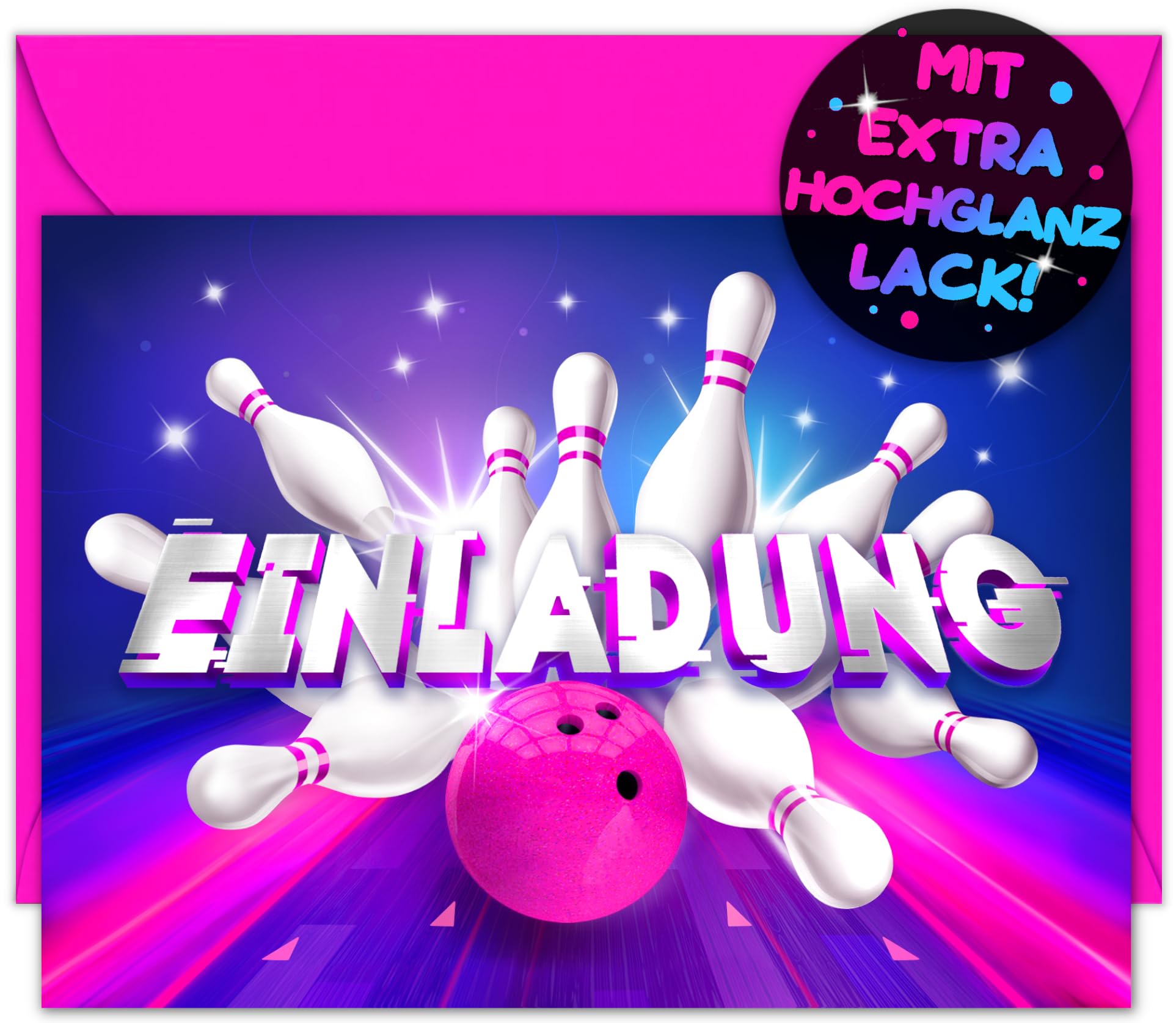 12 biglietti di invito per il compleanno dei bambini e 12 buste – i biglietti da bowling per feste di compleanno per bambini e bambini