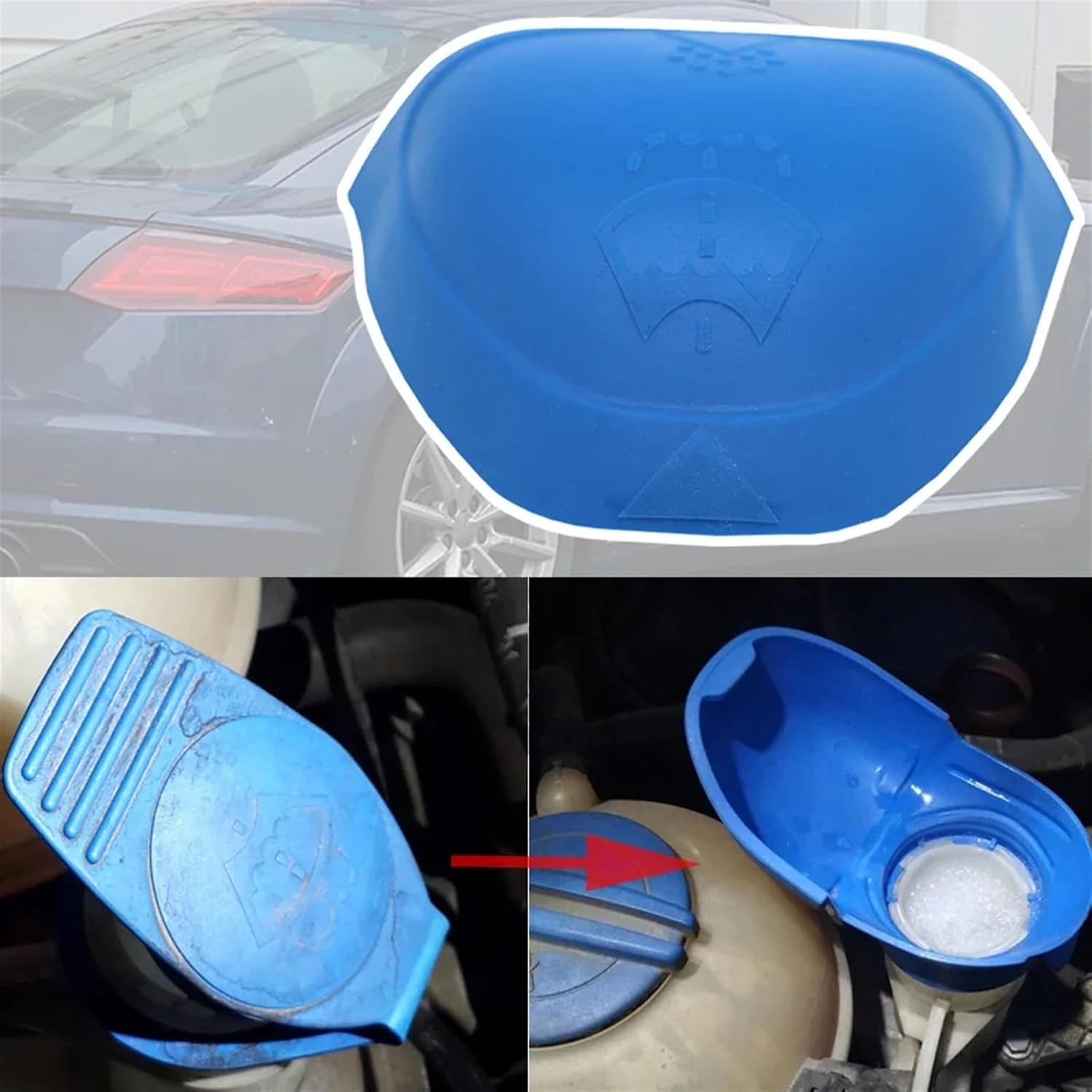 Car Washer Bottle Cap, for TT 8S FV 2018 2017-2014 Car Wiper Washer Fluid Reservoir Tank Bottle Cover Filler Cap Lid Screen Wash Funnel 1K0955455