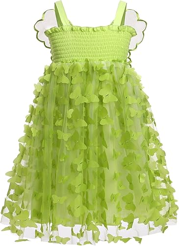 Miniatura 2 de IDOPIP Vestido tutú de mariposa 3D para bebé, sin mangas, vestido de princesa para fiesta de cumpleaños, vestido fruncido para concursos de belleza